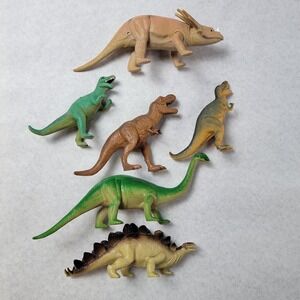 Greenbrier & Jaru Plastic Dinosaurs Set of 6 Action Figures Brachiosaurus TRex